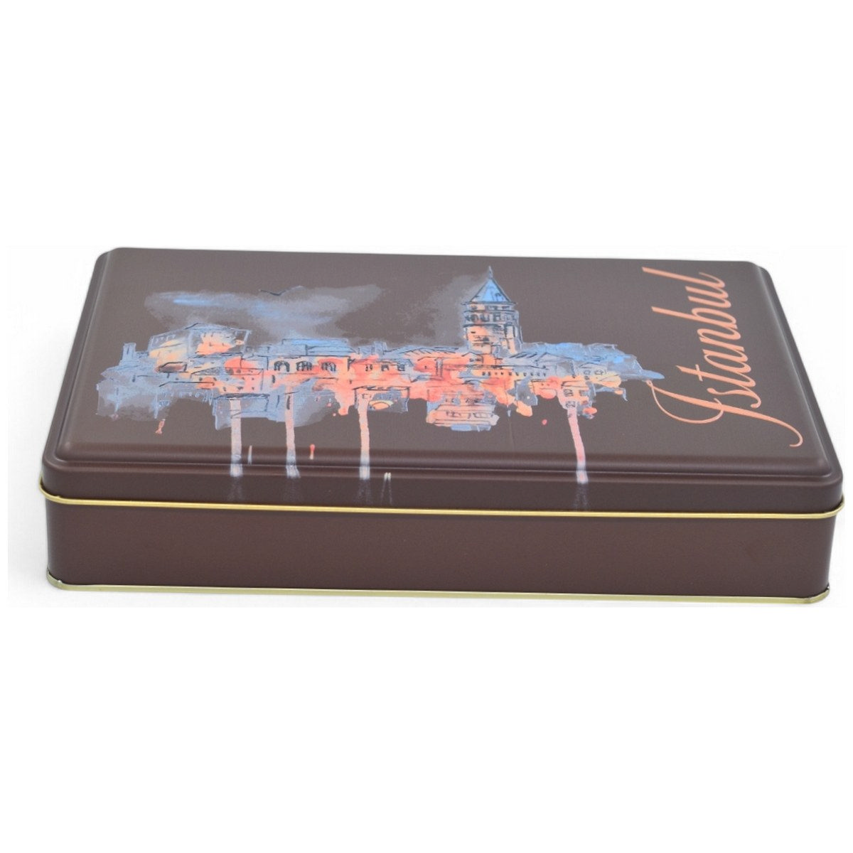 Custom Printed 170x260x45 mm Matte Brown Rectangular Tin Box