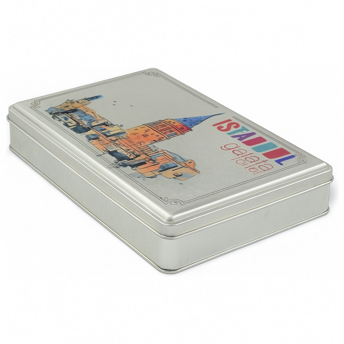 Custom Printed 170x260x40 mm Matte Silver Rectangular Tin Box