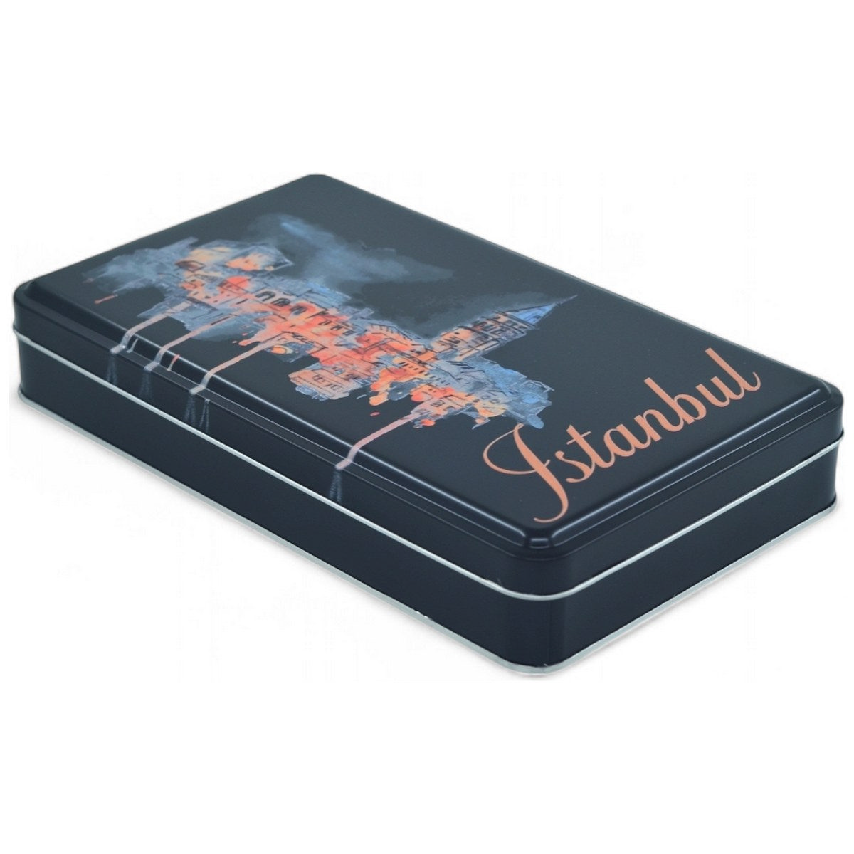 Custom Printed 200x300x46 mm Matte Black Rectangular Tin Box