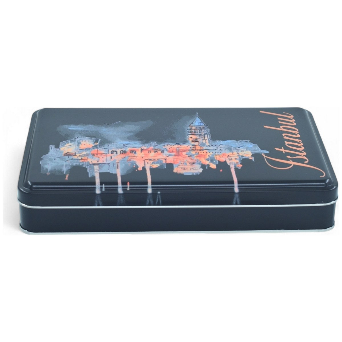 Custom Printed 200x300x46 mm Matte Black Rectangular Tin Box
