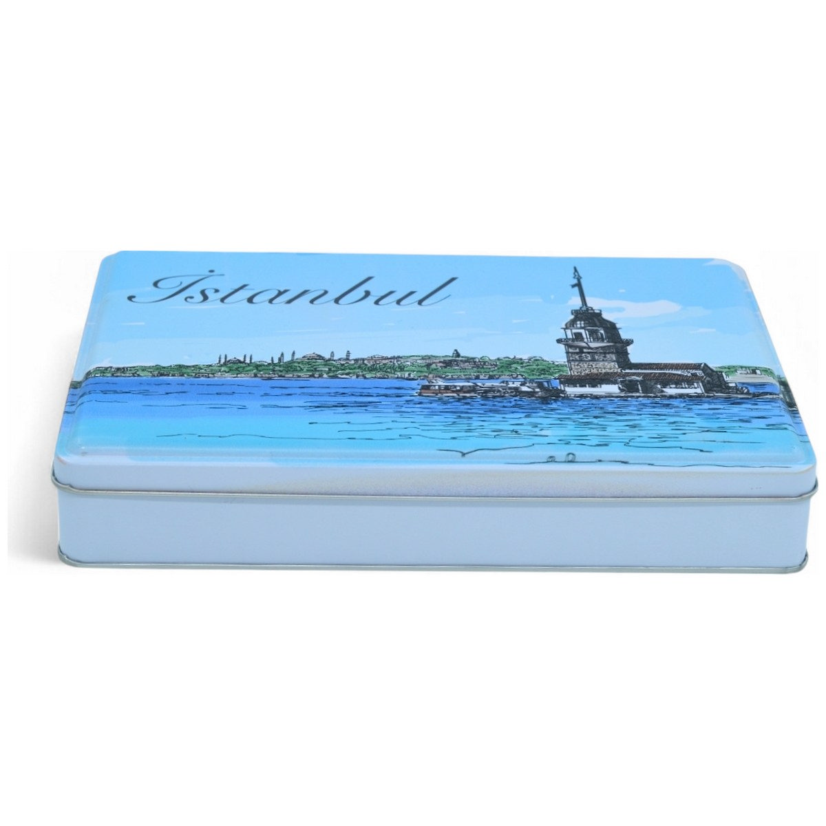 Custom Printed 140x240x45 mm Matte White Rectangular Tin Box