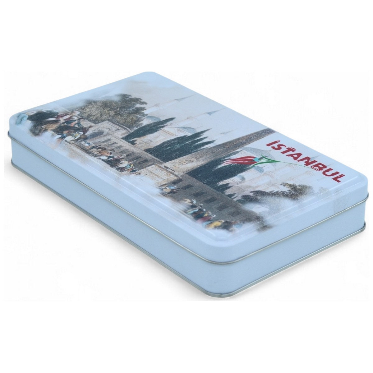 Custom Printed 140x240x45 mm Matte White Rectangular Tin Box