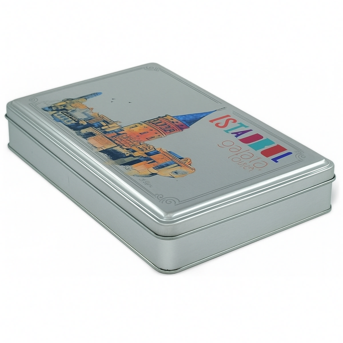 Custom Printed 140x240x45 mm Matte Silver Rectangular Tin Box