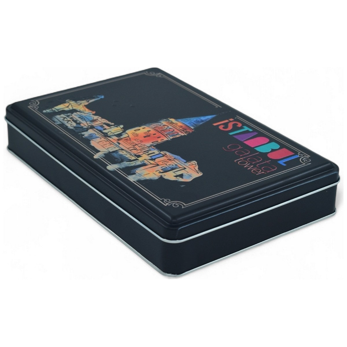 Custom Printed 140x240x45 mm Matte Black Rectangular Tin Box