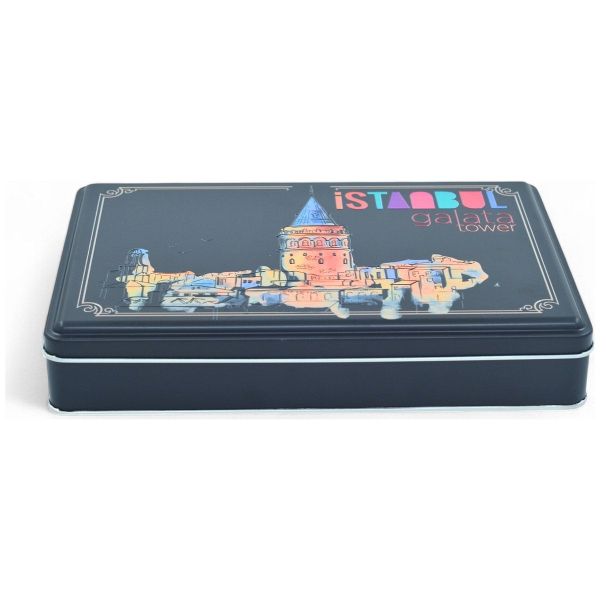 Custom Printed 140x240x45 mm Matte Black Rectangular Tin Box