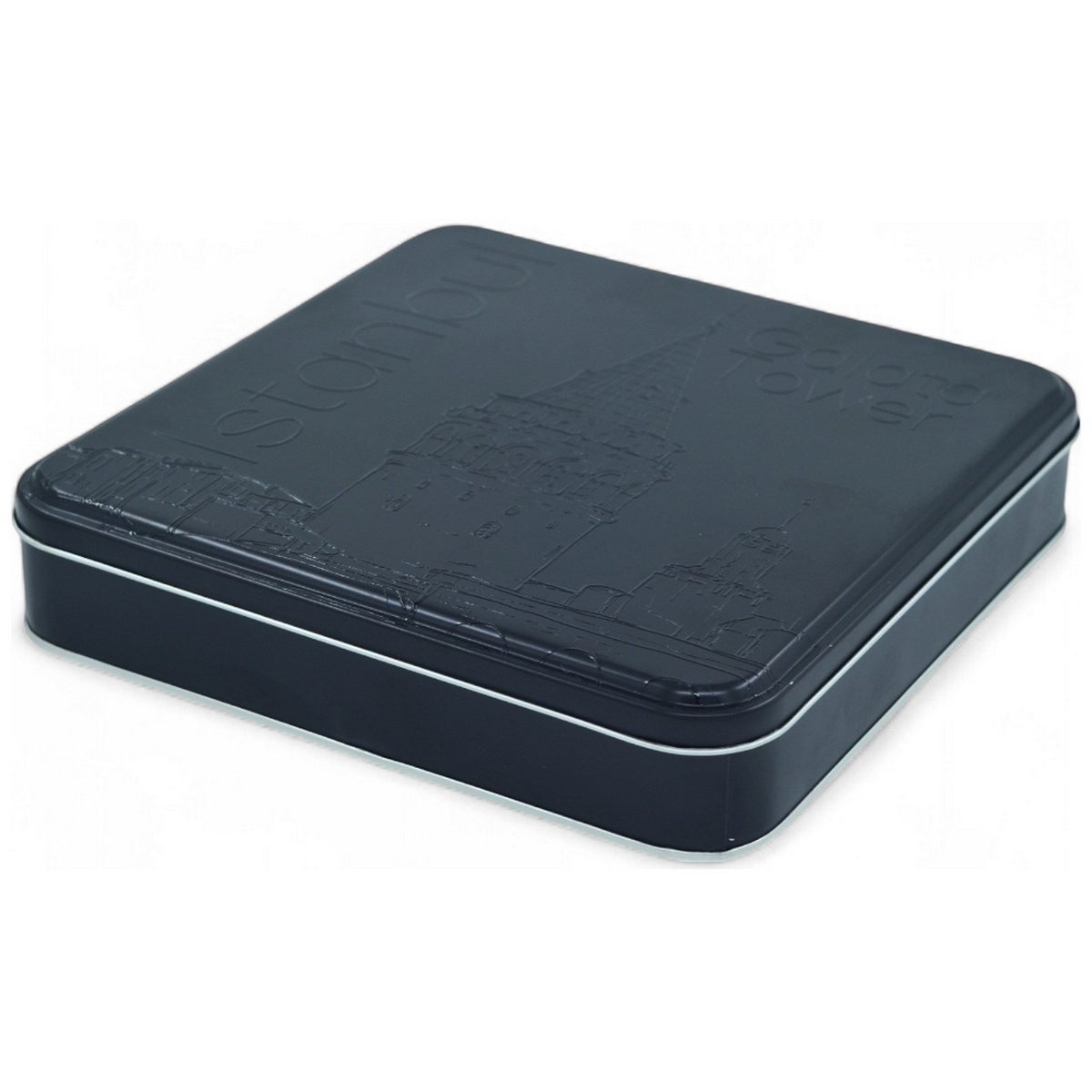 Custom Printed 158x158x40 mm Matte Black Square Tin Box