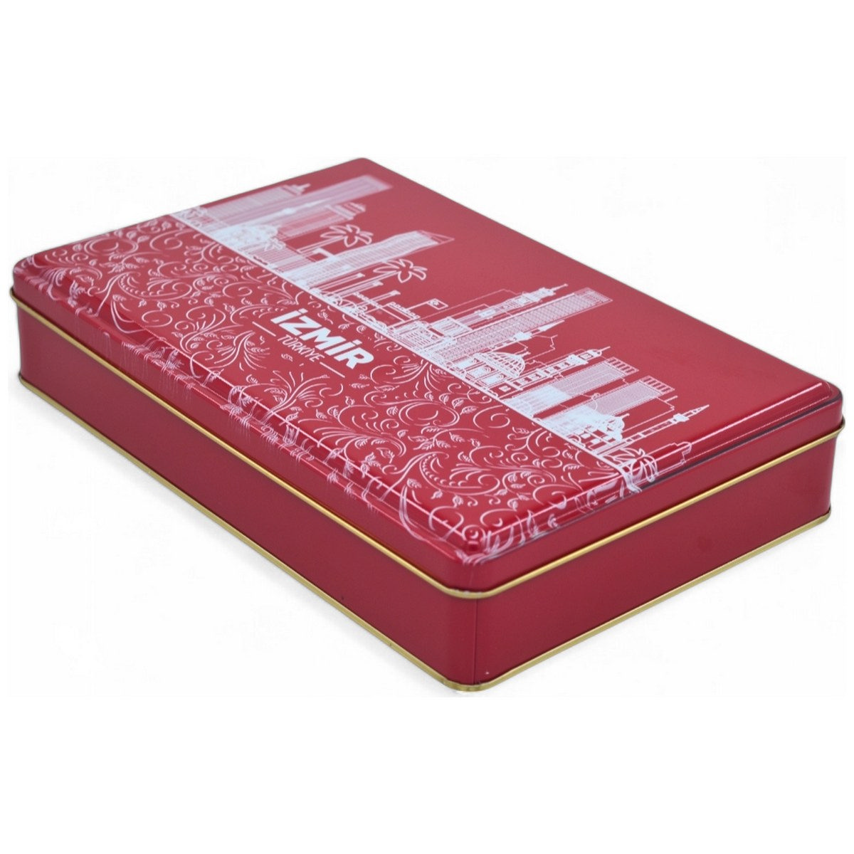 Custom Printed 135x190x45 mm Matte Red Rectangular Tin Box