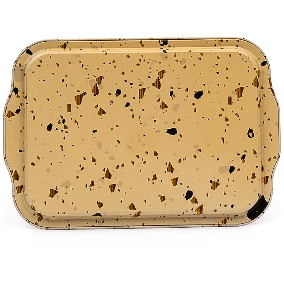 215x316 mm  Rectangular Metal Tray Handle Terrazzo Cream