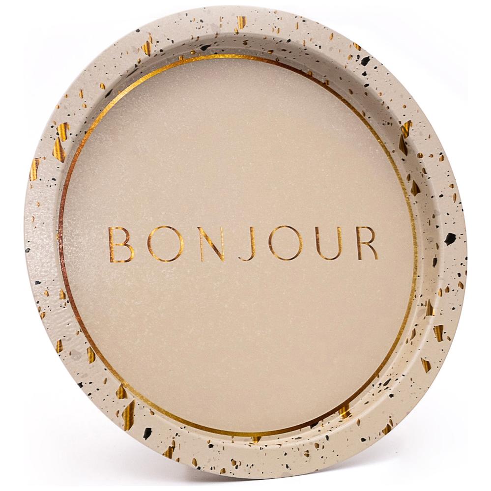  Ø370 mm Round Metal Tray  Terrazzo Cream