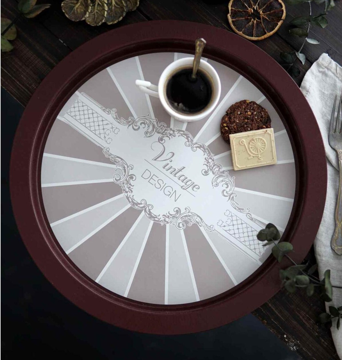  Ø370 mm Round Metal Tray  Elegance