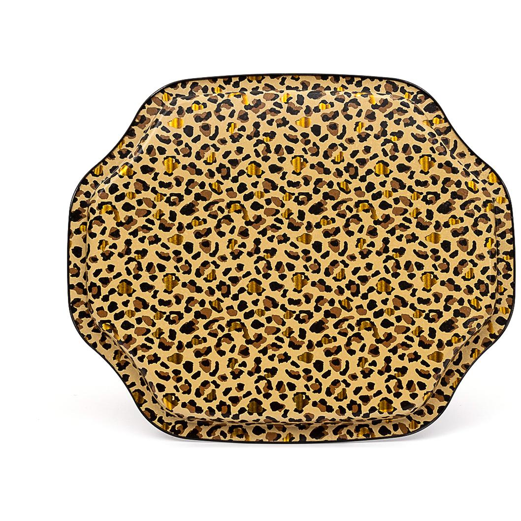 Curved wavy edge Tray  278x332 mm Gold Leopard Print Pattern
