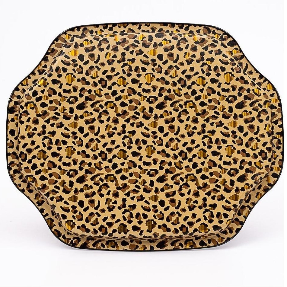 Curved wavy edge Tray  278x332 mm Gold Leopard Print Pattern