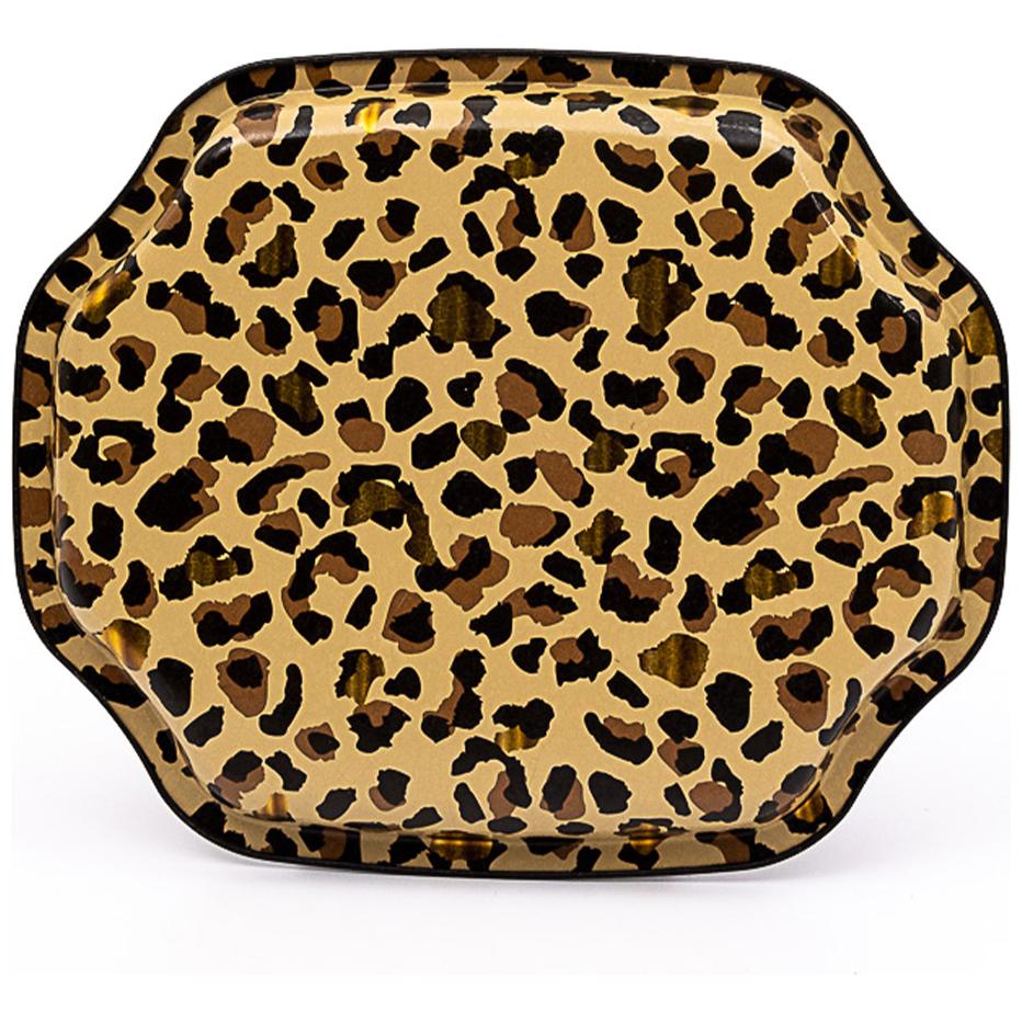 Curved wavy edge Tray  160x190 mm Gold Leopard Print Pattern