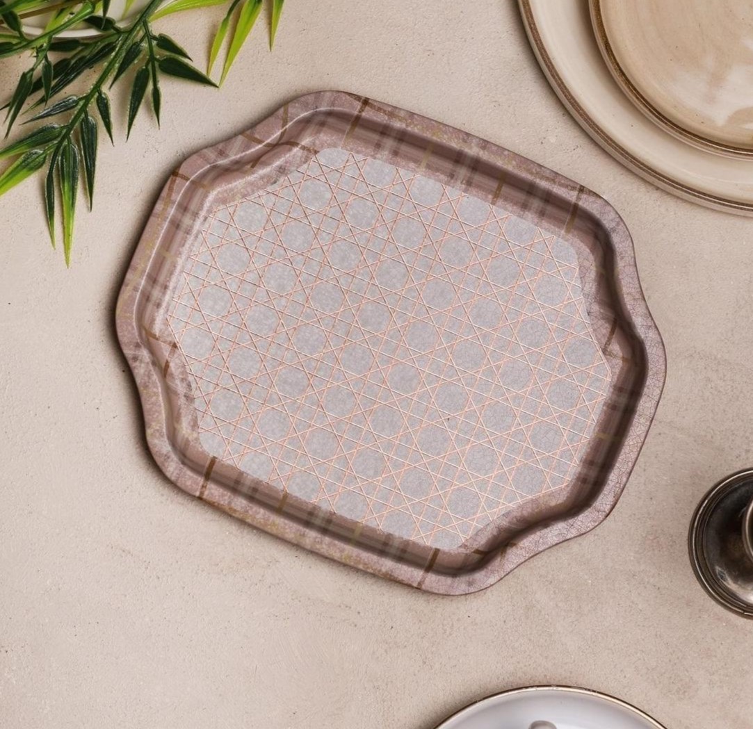 Curved wavy edge Tray  160x190 mm Rosy