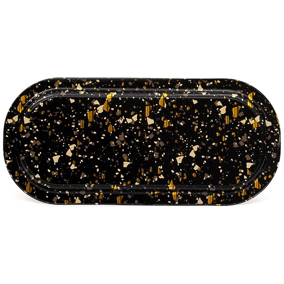 160x350 mm Rectangular Metal Tray Terrazzo Black