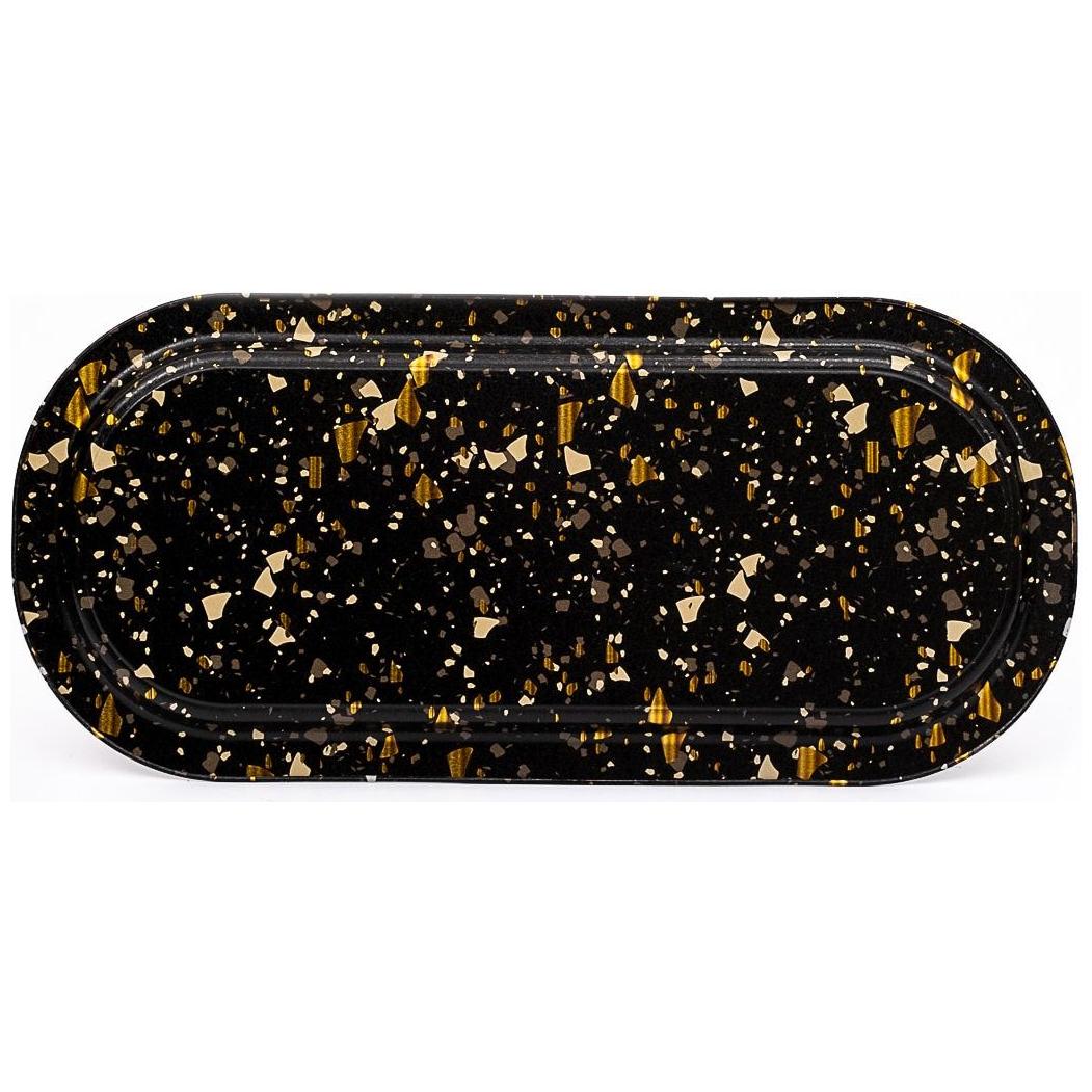 160x350 mm Rectangular Metal Tray Terrazzo Black