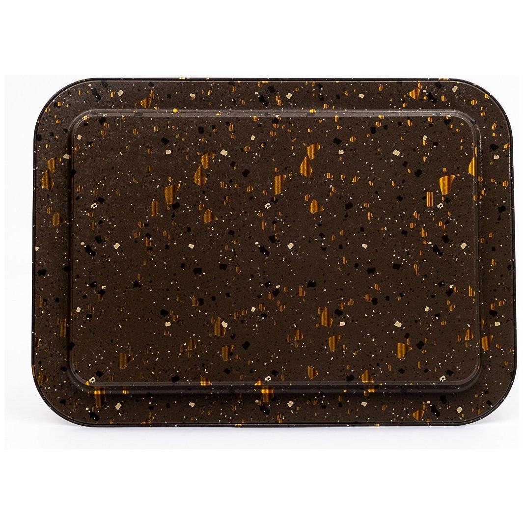 310x430 mm Metal Rectangular Tray Terrazzo Brown