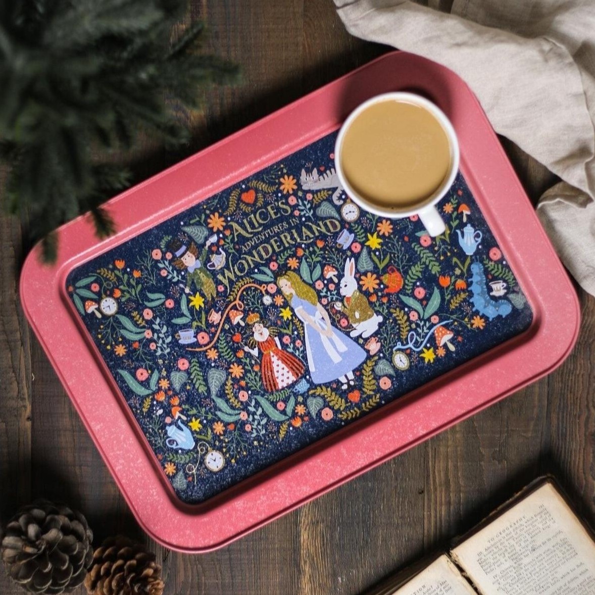 310x430 mm Metal Rectangular Tray Alice in Wonderland