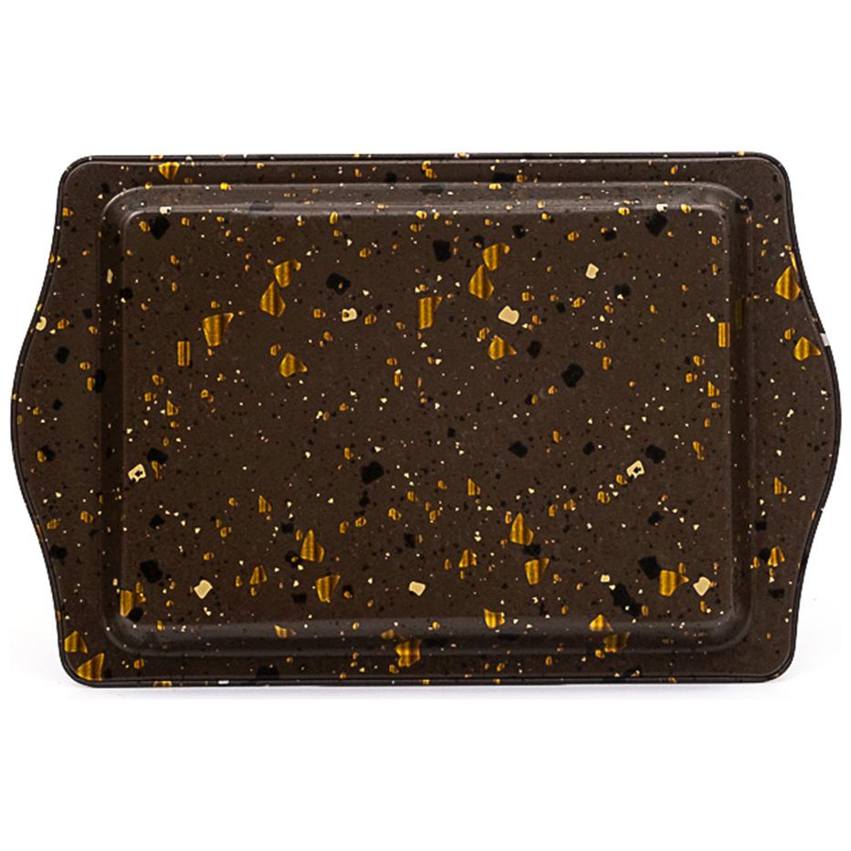 160 x 250 mm  Rectangular Metal Tray Handle Terrazzo Brown