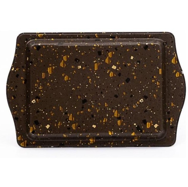 160 x 250 mm  Rectangular Metal Tray Handle Terrazzo Brown