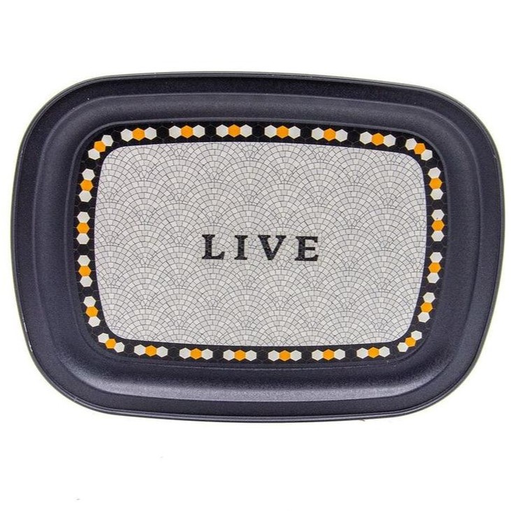 235 x 305 mm Metal Rectangular Tray Geometric Mosaic Pattern