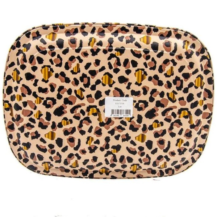 235 x 305 mm Metal Rectangular Tray Gold Leopard Print Pattern