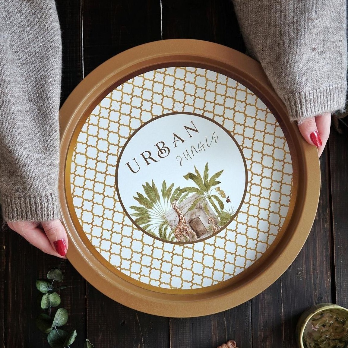 Ø315 mm Round Metal Tray  Tropical Jungle – A Lush Paradise of Nature &amp; Wildlife