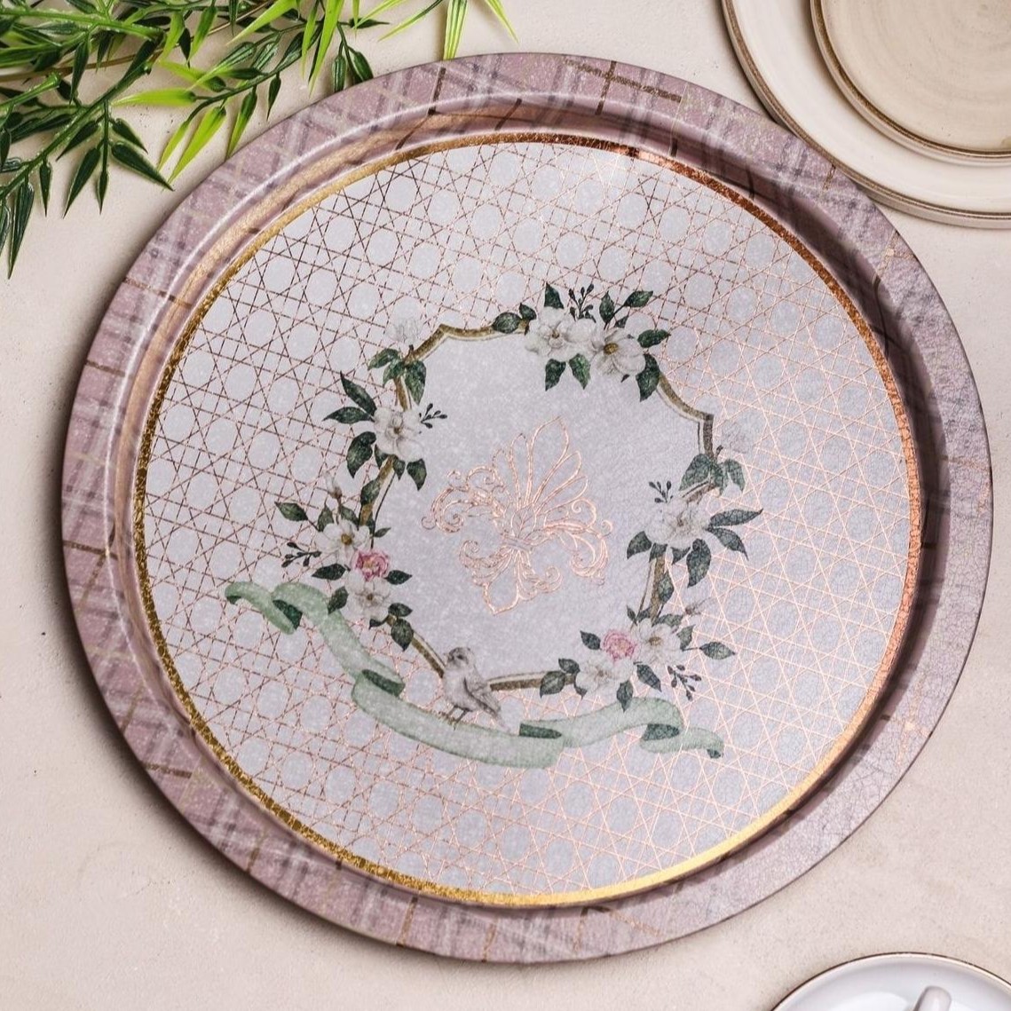 Ø315 mm Round Metal Tray  Rosy