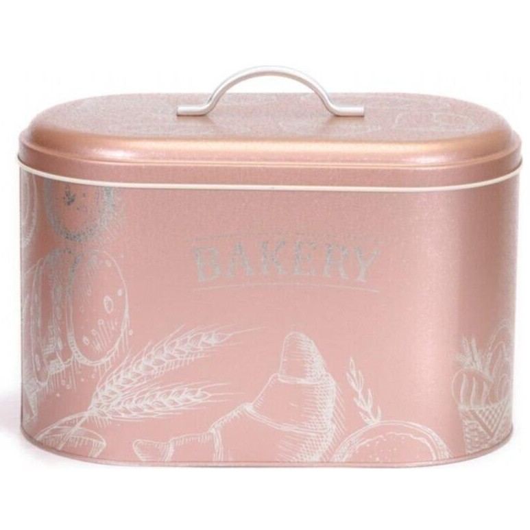178 x 338 x 200 mm Metal Bread Box  Metal Handle 9.8L Bakery Rose Gold