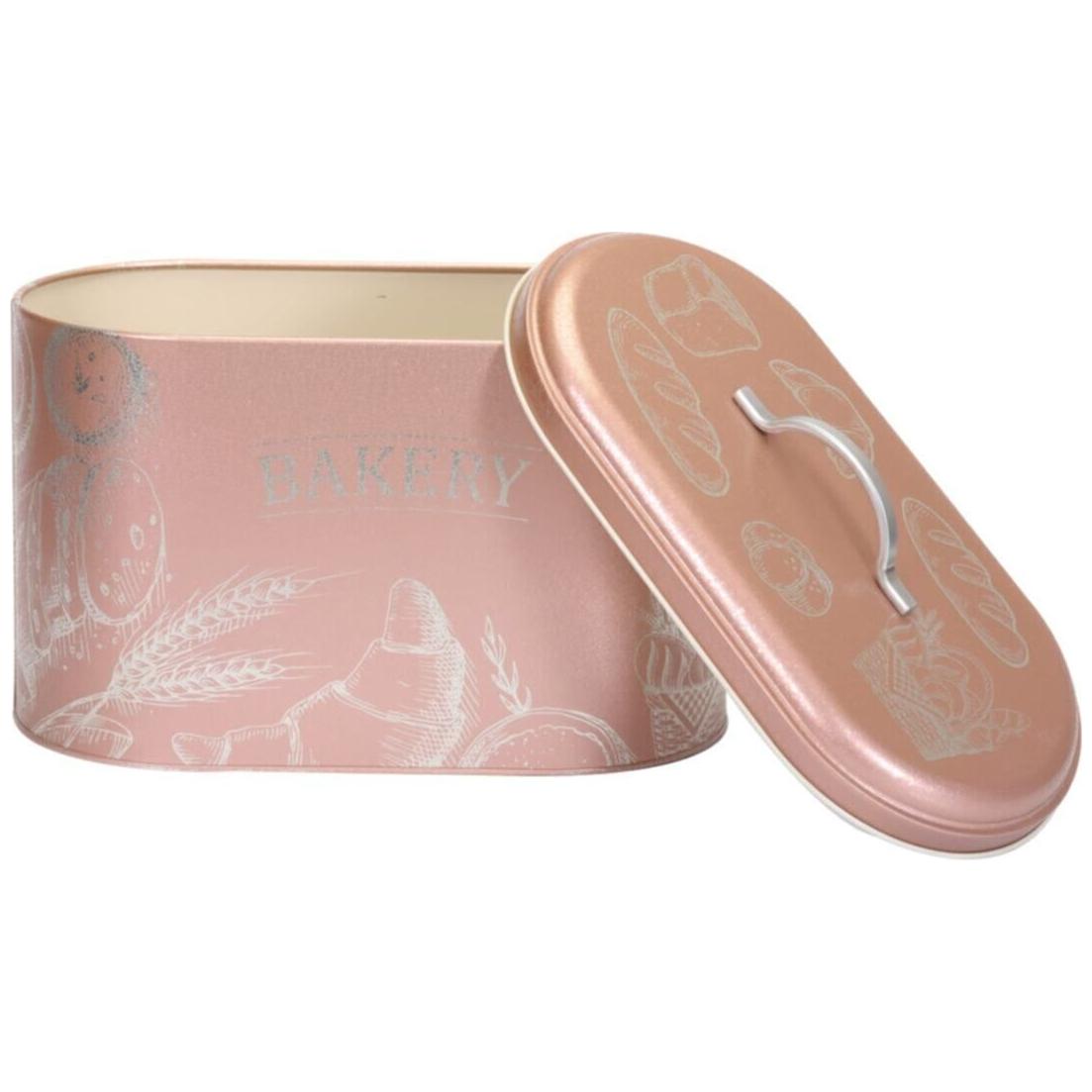 178 x 338 x 200 mm Metal Bread Box  Metal Handle 9.8L Bakery Rose Gold