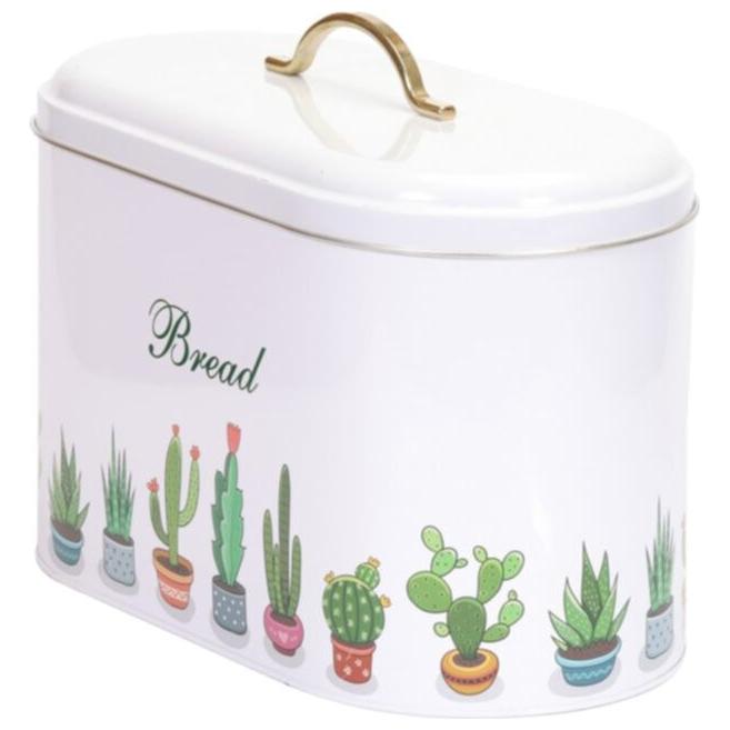 178 x 338 x 200 mm Metal Bread Box  Metal Handle 9.8L Cactus dessert