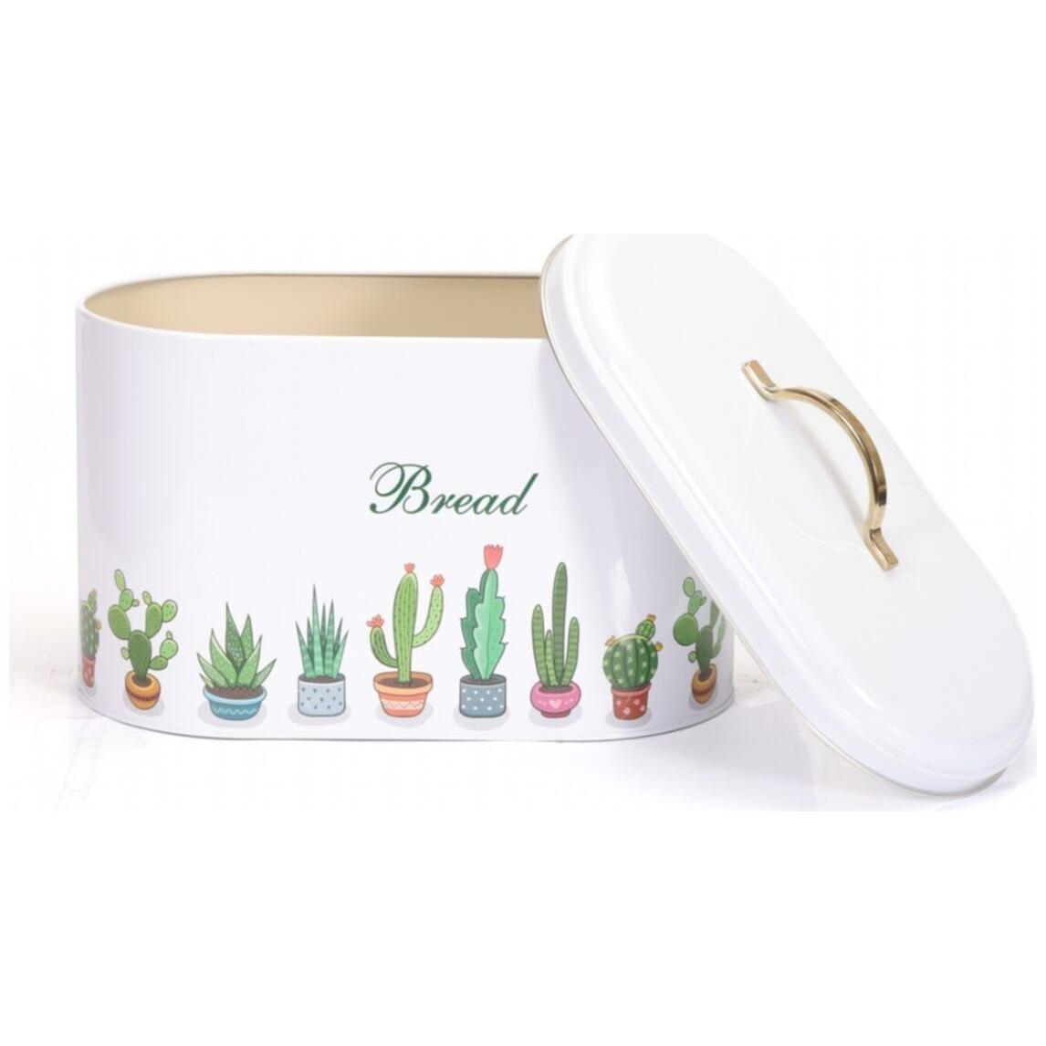 178 x 338 x 200 mm Metal Bread Box  Metal Handle 9.8L Cactus dessert