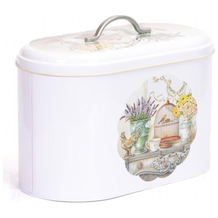 178 x 338 x 200 mm Metal Bread Box  Metal Handle 9.8L Vintage Garden Charm