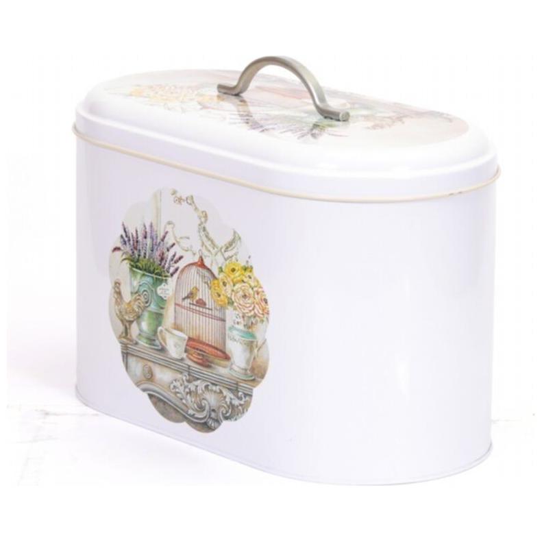 178 x 338 x 200 mm Metal Bread Box  Metal Handle 9.8L Vintage Garden Charm