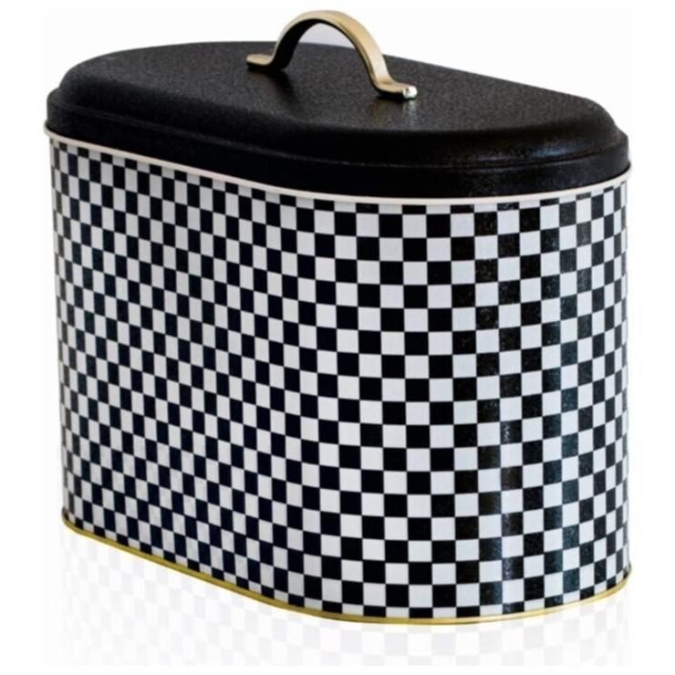 178 x 338 x 200 mm Metal Bread Box  Metal Handle 9.8L  Checkerboard