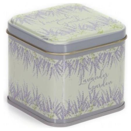 90x90x80 mm Square Tin Box  0.6 L  Slip Lid Lavander Garden