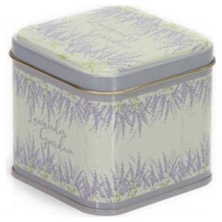 90x90x80 mm Square Tin Box  0.6 L  Slip Lid Lavander Garden