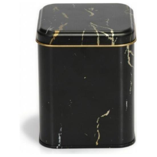 105x105x160 mm Square Tin Box  1.7 L  Slip Lid Marble Black
