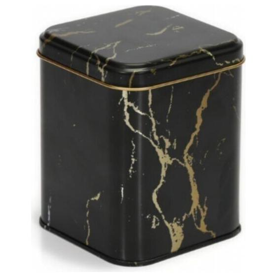 105x105x160 mm Square Tin Box  1.7 L  Slip Lid Marble Black