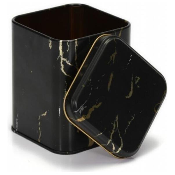 105x105x160 mm Square Tin Box  1.7 L  Slip Lid Marble Black