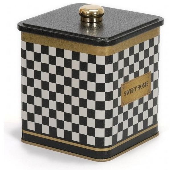 120x120x137 mm Square metal box  1.8L Knob Handle  Checkerboard