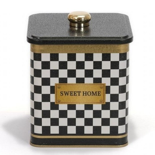 120x120x137 mm Square metal box  1.8L Knob Handle  Checkerboard