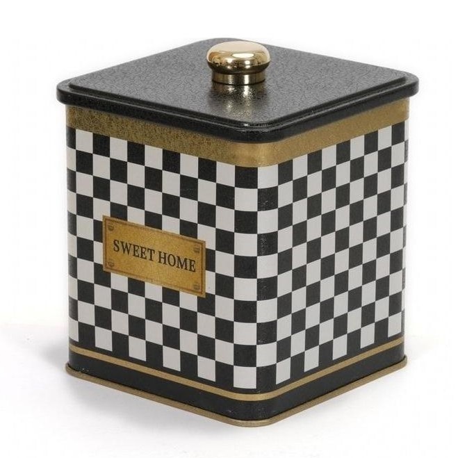 120x120x137 mm Square metal box  1.8L Knob Handle  Checkerboard