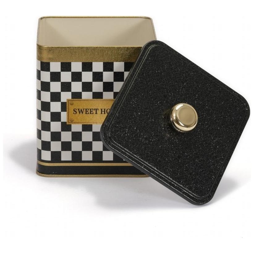 120x120x137 mm Square metal box  1.8L Knob Handle  Checkerboard