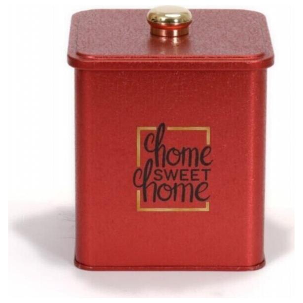 120x120x137 mm Square metal box  1.8L Knob Handle Red Country