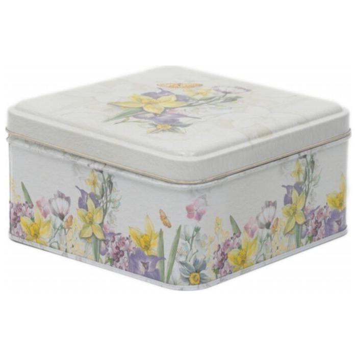 158x158x80 mm Square Metal Storage box 1.9L Flower Gray