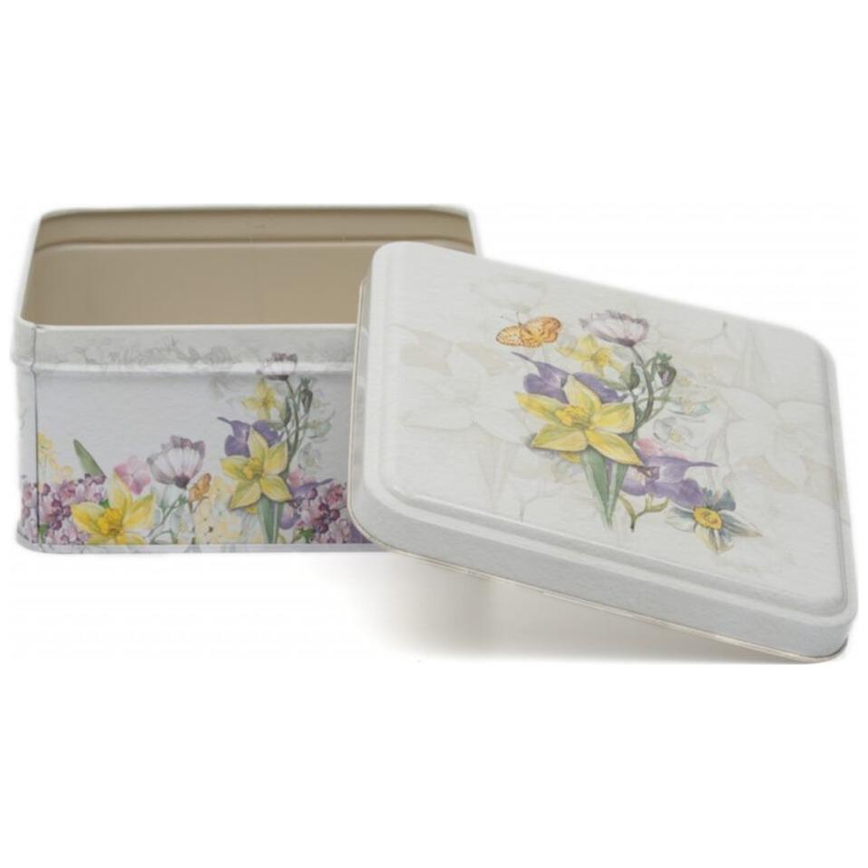 158x158x80 mm Square Metal Storage box 1.9L Flower Gray