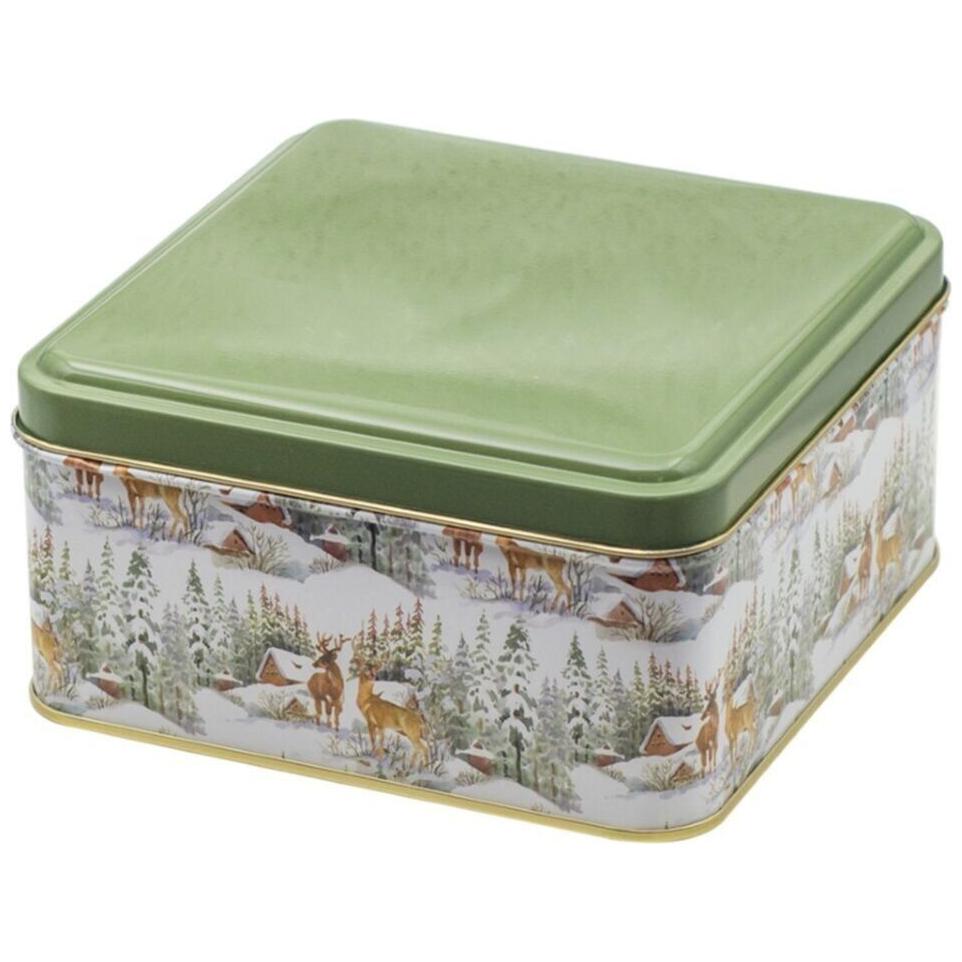 158x158x80 mm Square Metal Storage box 1.9L Snowy Winter illustrator