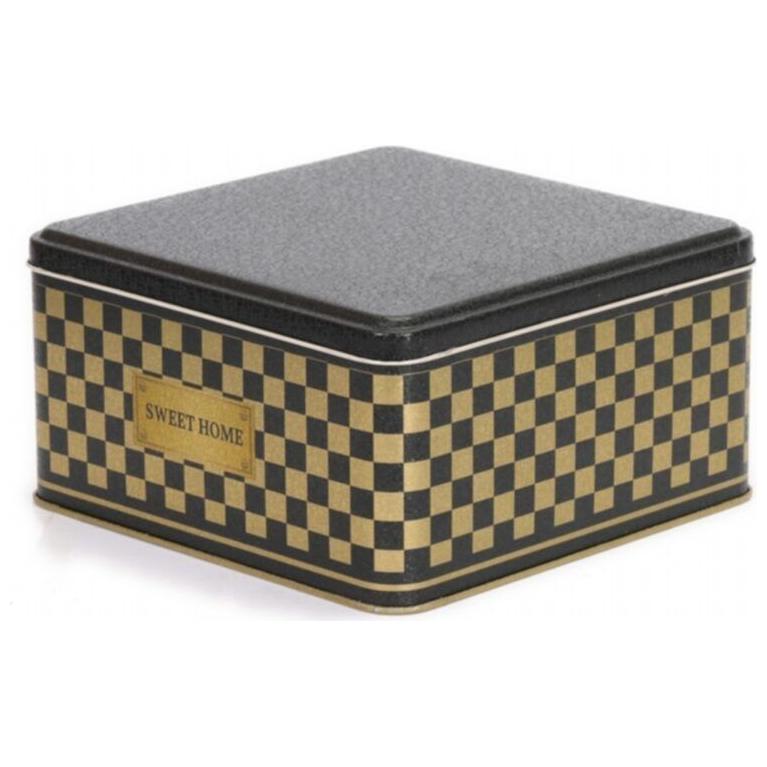 198x198x100 mm Square Metal Storage box 3.7L  Checkerboard