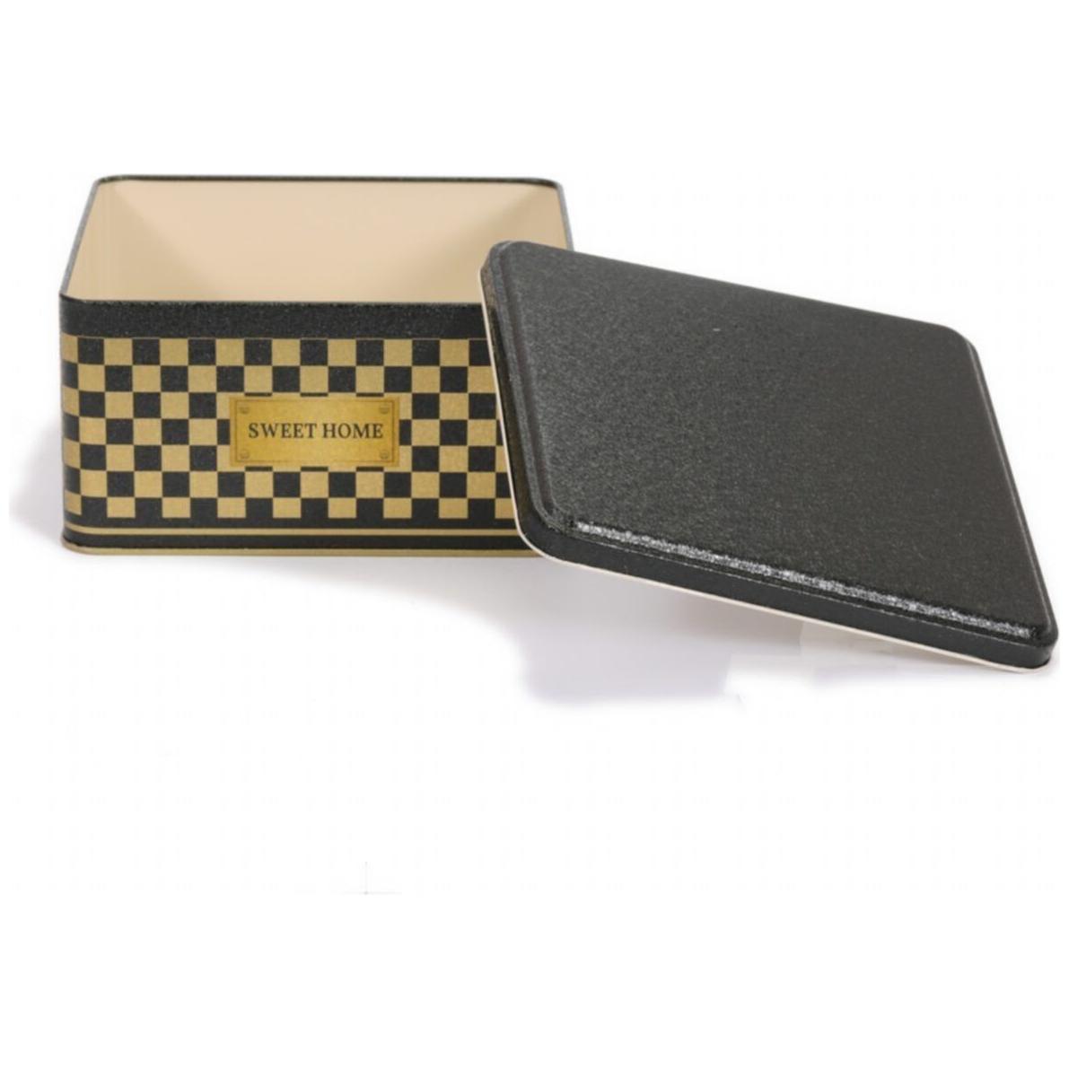 198x198x100 mm Square Metal Storage box 3.7L  Checkerboard